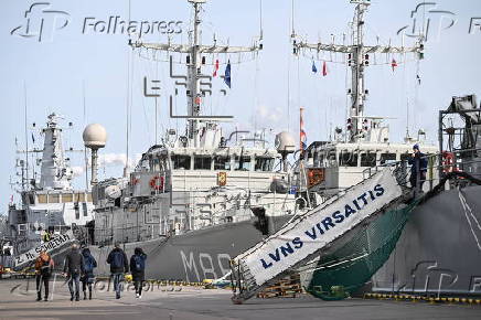 Warships of NATO countries moored at the Port of Gdansk