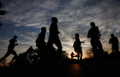 Runner competes in the Comrades Marathon, South Africa