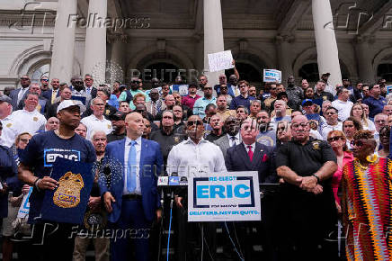 New York City Mayor Eric Adams endorsed  by members of the law enforcement for re-election in New York