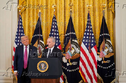 U.S. President Trump participates in a signing ceremony for the 