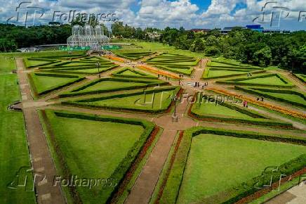 Vista aérea do Jardim Botânico de Curitiba, no Paraná