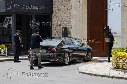 A vehicle carrying members of the Russian delegation arrives at the Turkish Presidency's Dolmabahce working office, in Istanbul