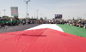 Houthi supporters protest against the USA, Israel