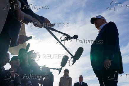U.S. President Trump boards Air Force One at Morristown Municipal Airport