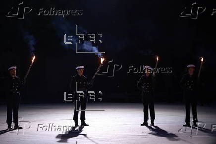 Military grand tattoo in honor of acting German Chancellor Olaf Scholz