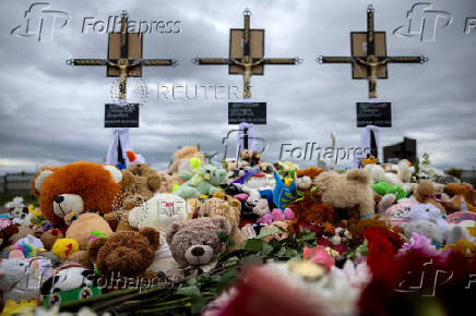 Funeral of the Tamara, Stanislav and Roman Martyniuk who were killed in a Russian missile strike in Korostyshiv