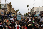 Protest against federal immigration sweeps, in San Francisco