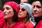 Protest against conditions in Gaza, demanding that the caretaker government impose sanctions against Israel, in Brussels