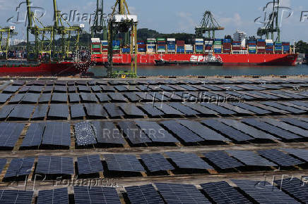 A view of Sembcorp Solar?s solar farm at Keppel Terminal in Singapore