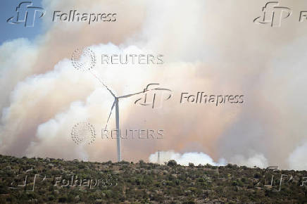 A wildfire burns in Izmir Province