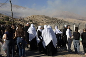 Druze poeple in Golan Heights gather near Syria border