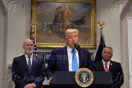 U.S. President Trump signs the VA Home Loan Program Reform Act at the White House in Washington, D.C.