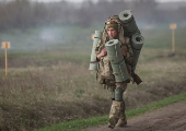 Young recruits of the Ukrainian Armed Forces attend an exercise in Kyiv region