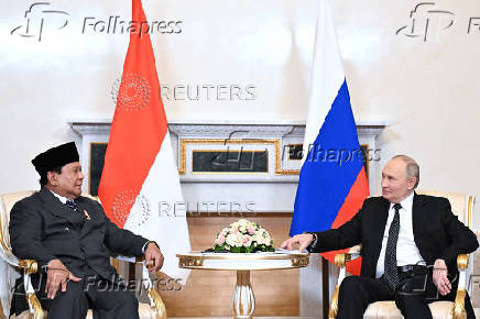 Russian President Vladimir Putin meets with Indonesian President Prabowo Subianto in Saint Petersburg
