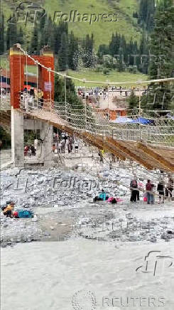 Aftermath of a suspension bridge collapse in Yili, Xinjiang Uyghur Autonomous Region