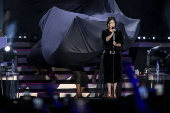 A cantora Lana Del Rey durante seu show no festival Mita, no vale do Anhangabaú