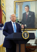 Swearing-in ceremony for the Chairman of the Securities and Exchange Commission (SEC) Paul Atkins at the White House in Washington