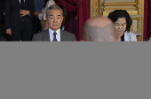 French Foreign Minister Jean-Noel Barrot receives Chinese Foreign Minister Wang Yi