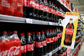 Bottles of Coca-Cola at a supermarket in Perros-Guirec