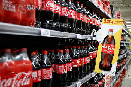 Bottles of Coca-Cola at a supermarket in Perros-Guirec