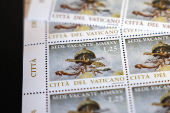 Special edition of stamps issued by the Vatican Post Office reading 'Sede Vacante'