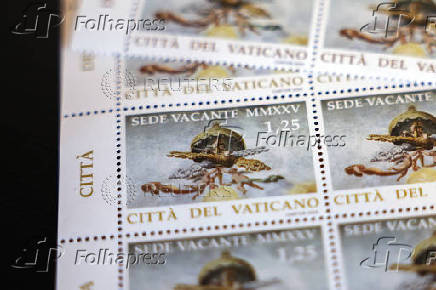 Special edition of stamps issued by the Vatican Post Office reading 'Sede Vacante'