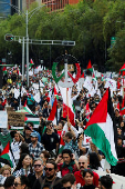 People protest in support of the Palestinians in Mexico City