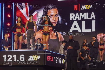 Boxers weigh-in before Taylor vs Serrano boxing match