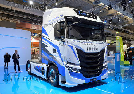 FILE PHOTO: Trucks at the IAA Transportation fair in Hanover
