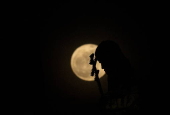 The Pink Moon rises over Skopje