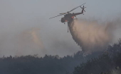 Wildfire burns near a residential neighborhood