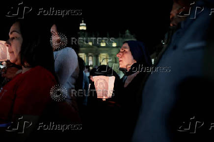 Torchlight procession ahead of the Conclave in St Peter's Square at the Vatican