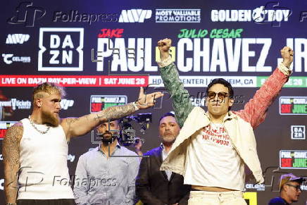 Boxers Jake Paul and Julio Cesar Chavez Jr. hold press conference for upcoming boxing mastch