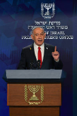 Israeli Prime Minister Netanyahu speaks attends a press conference, in Jerusalem