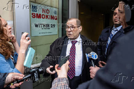 U.S. Congressman Jerry Nadler speaks to members of the media at US Immigration Court in New York City