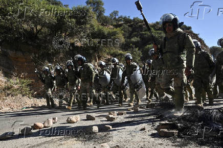 Supporters of former president Evo Morales continue with roadblocks on highway, in Parotani