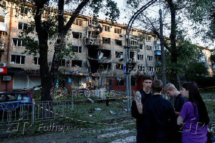 Aftermath of a Russian drone and missile attack in Kyiv