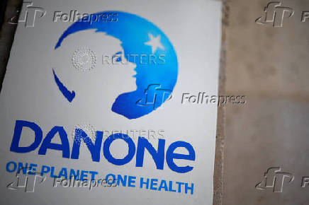 FILE PHOTO: Logo of French food group Danone at the company headquarters in Paris