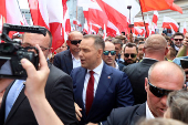 Poland's presidential candidate Nawrocki holds a march, in Warsaw