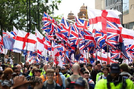 Britain First group hold 'March for Remigration' in Manchester