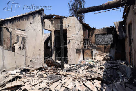 Aftermath of a wildfire in Volissos on the island of Chios
