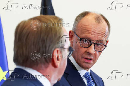 German Chancellor Merz and Defence Minister Pistorius hold a press conference after cabinet meeting, in Berlin