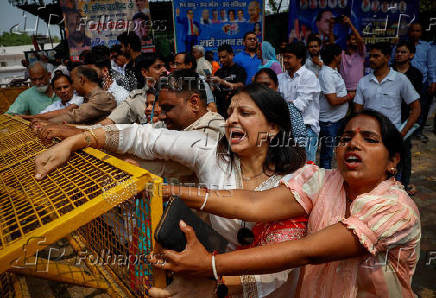Congress party protest against country's financial crime agency in New Delhi