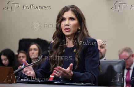 Secretary of Homeland Security Kristi Noem testifes on Capitol Hill in Washington
