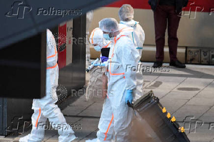 Aftermath of a knife attack at Hamburg's main train station