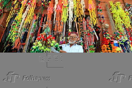 Roadside shop sells ornaments ahead of Eid al-Adha in Peshawar