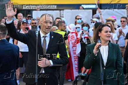 Political rally for the Belarusian opposition in Warsaw