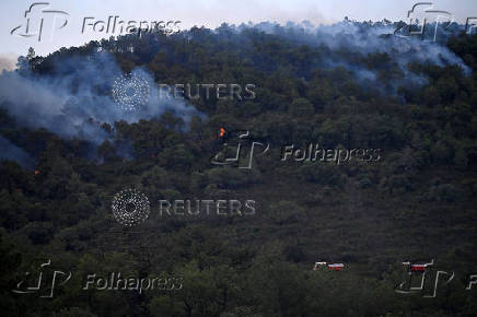Wildfire in hills of southern France near Narbonne