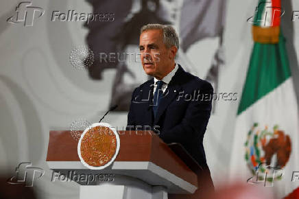 Mexican President Claudia Sheinbaum and Canadian PM Mark Carney hold a press conference, in Mexico City