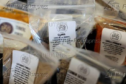 A variety of spices are pictured at Spice Kitchen, as the company reacts to U.S President Donald Trump's tariffs, in Liverpool
